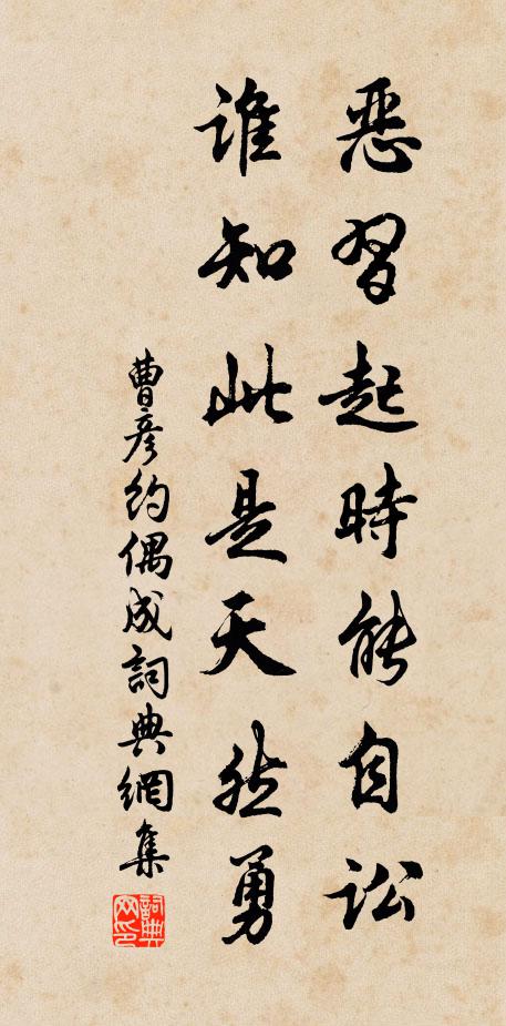 曹彦约恶习起时能自讼，谁知此是天然勇书法作品欣赏