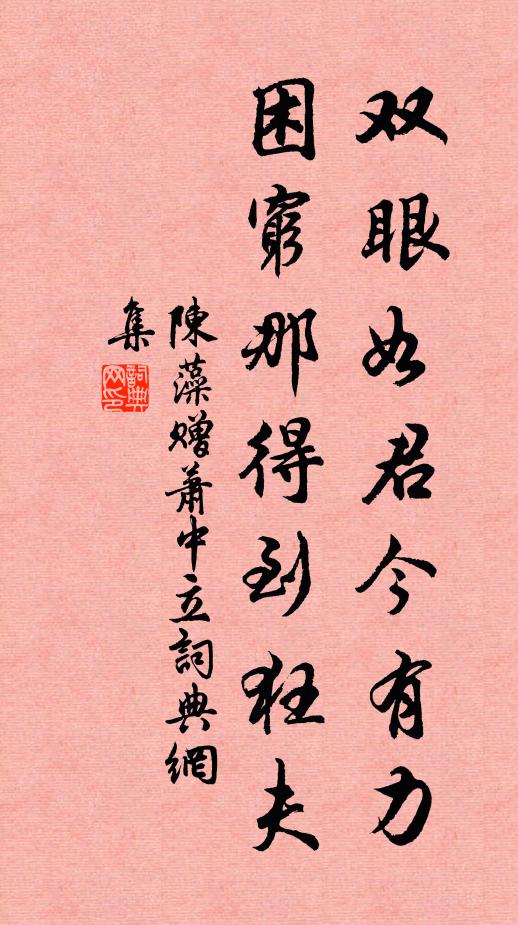 陈藻双眼如君今有力，困穷那得到狂夫书法作品欣赏