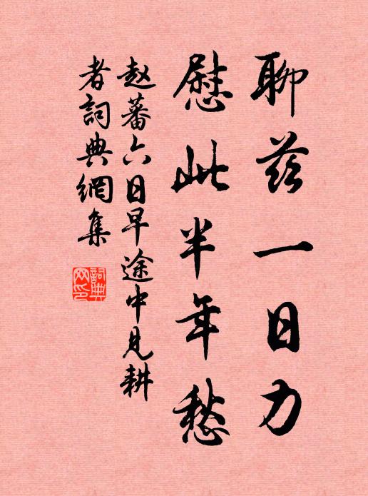 赵蕃聊兹一日力，慰此半年愁书法作品欣赏