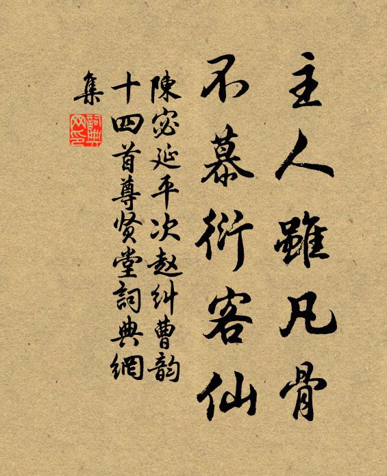 陈宓主人虽凡骨，不慕衍客仙书法作品欣赏