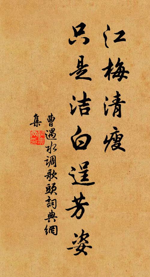 曹遇江梅清瘦，只是洁白逞芳姿书法作品欣赏