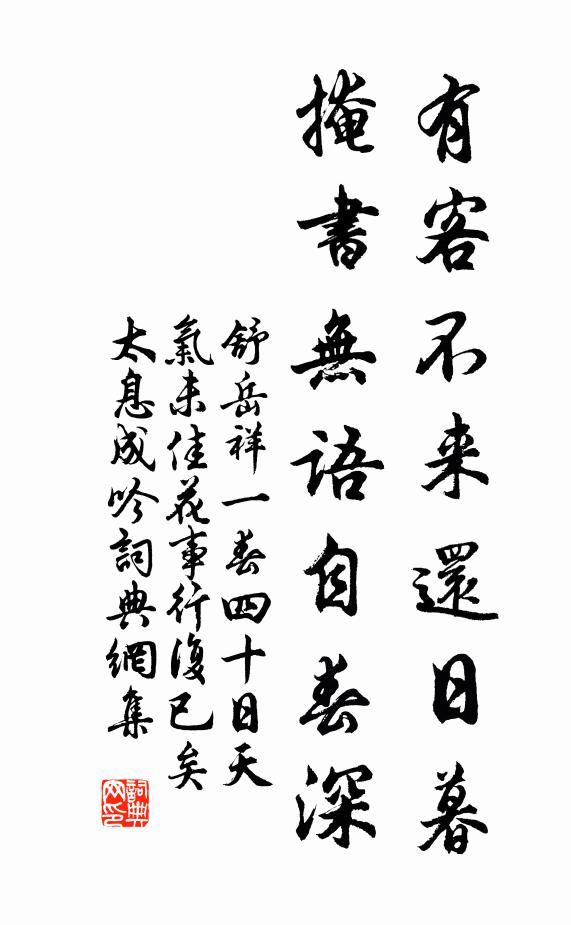 舒岳祥有客不来还日暮，掩书无语自春深书法作品欣赏