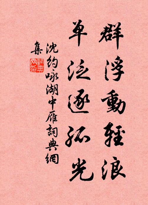沈约群浮动轻浪，单泛逐孤光书法作品欣赏