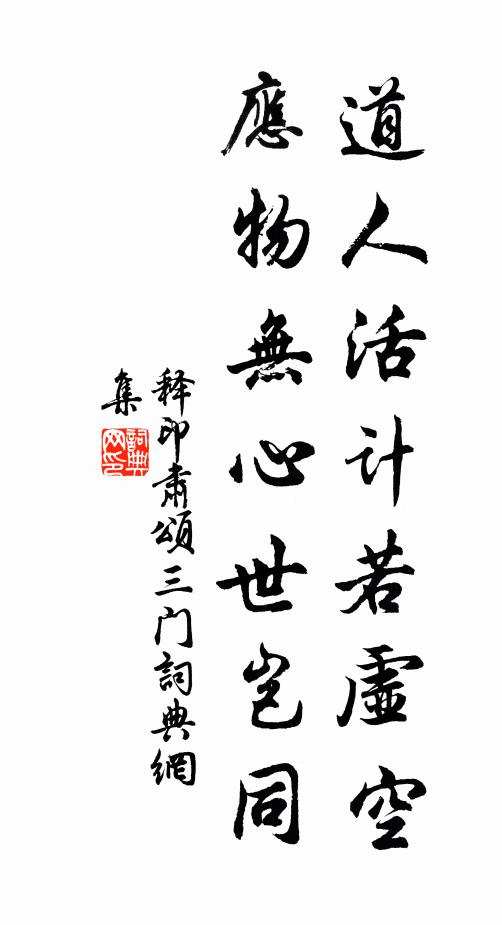 释印肃道人活计若虚空，应物无心世岂同书法作品欣赏