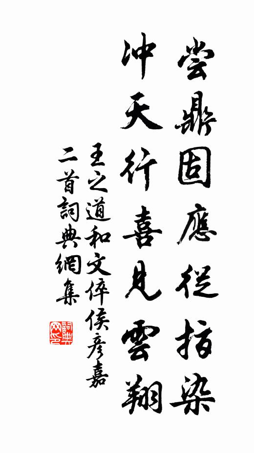 王之道尝鼎固应从指染，冲天行喜见云翔书法作品欣赏