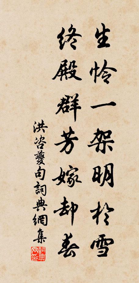 洪咨夔生怜一架明於雪，终殿群芳嫁却春。书法作品欣赏