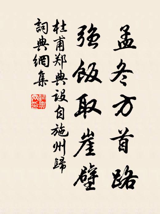 杜甫孟冬方首路，强饭取崖壁书法作品欣赏