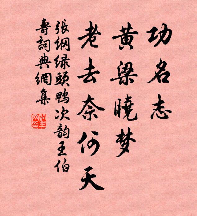 张纲功名志，黄梁晓梦，老去奈何天书法作品欣赏