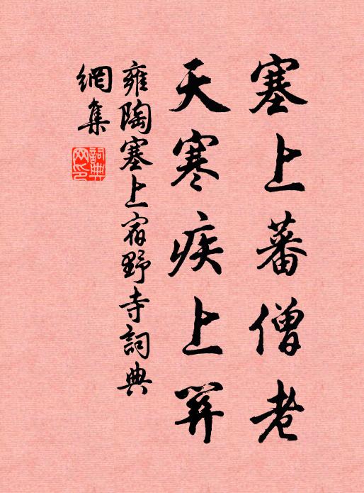 雍陶塞上蕃僧老，天寒疾上关书法作品欣赏