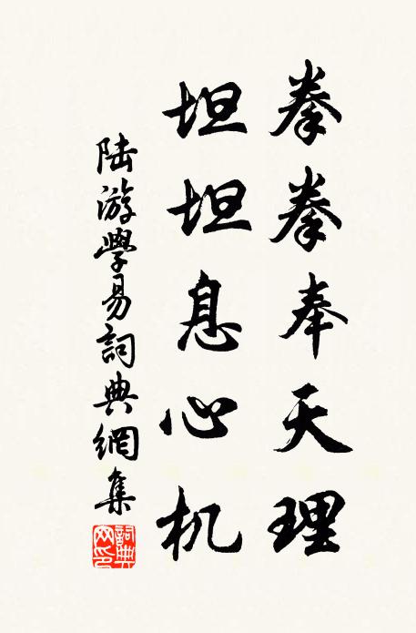 陆游拳拳奉天理，坦坦息心机书法作品欣赏