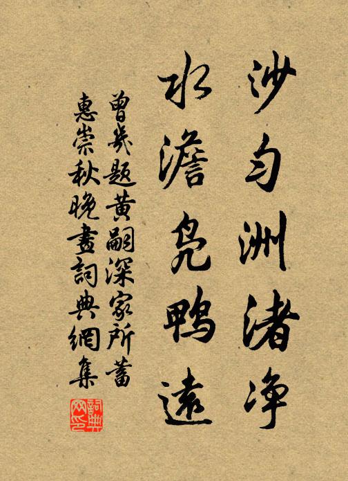 曾几沙匀洲渚净，水澹凫鸭远书法作品欣赏