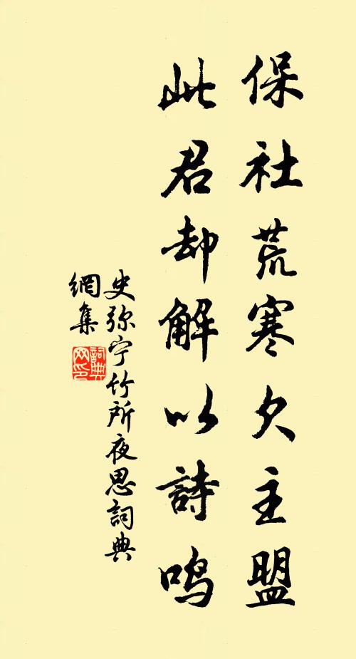 史弥宁保社荒寒欠主盟，此君却解以诗鸣书法作品欣赏