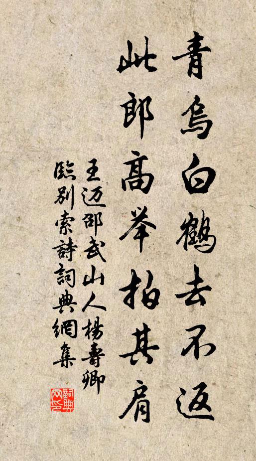 王迈青乌白鹤去不返，此郎高举拍其肩书法作品欣赏