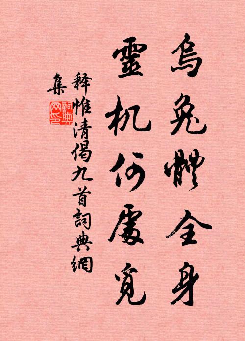 释惟清乌兔体全身，灵机何处觅书法作品欣赏