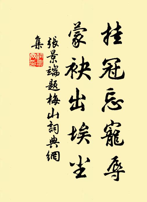 张景端挂冠忘宠辱，蒙袂出埃尘书法作品欣赏