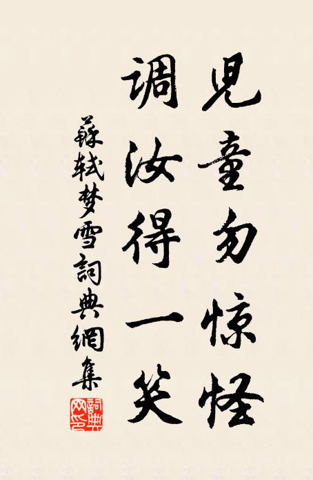 苏轼儿童勿惊怪，调汝得一笑书法作品欣赏