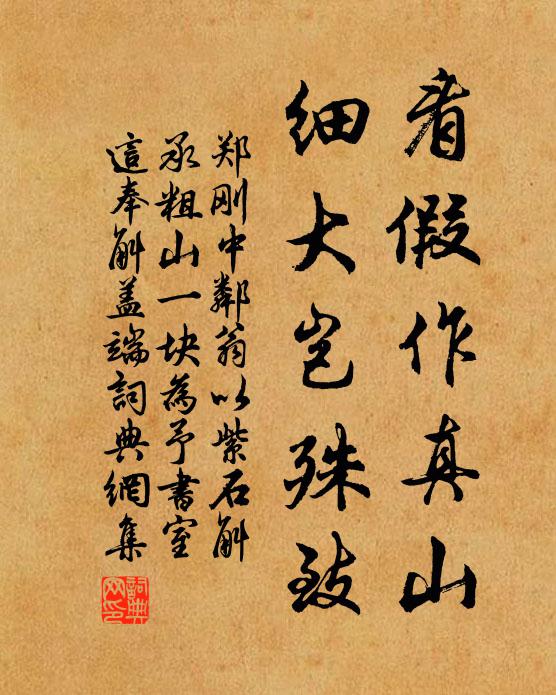 郑刚中看假作真山，细大岂殊致书法作品欣赏