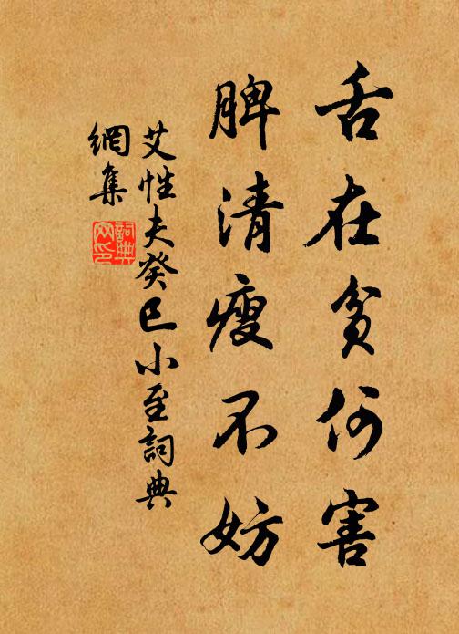 艾性夫舌在贫何害，脾清瘦不妨书法作品欣赏