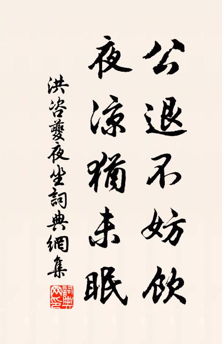 洪咨夔公退不妨饮，夜凉犹未眠书法作品欣赏