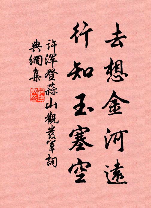 许浑去想金河远，行知玉塞空书法作品欣赏