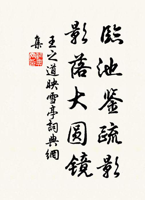 王之道临池鉴疏影，影落大圆镜书法作品欣赏
