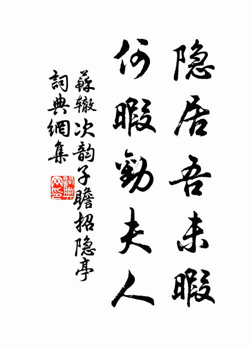 苏辙隐居吾未暇，何暇劝夫人书法作品欣赏