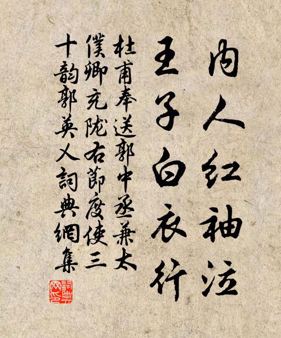 杜甫内人红袖泣，王子白衣行书法作品欣赏