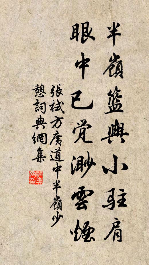 张栻半岭篮舆小驻肩，眼中已觉渺云烟书法作品欣赏