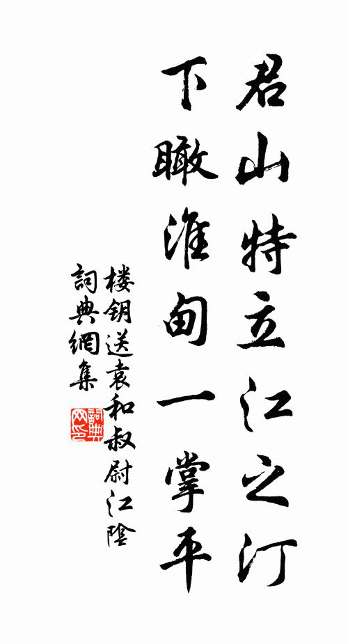 楼钥君山特立江之汀，下瞰淮甸一掌平书法作品欣赏