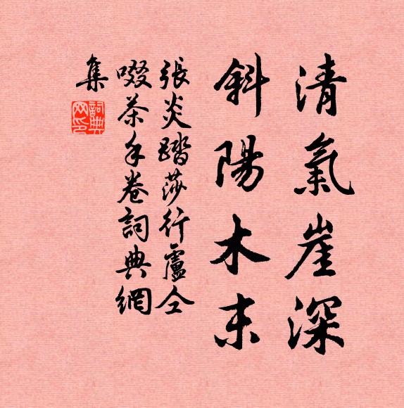 张炎清气崖深，斜阳木末书法作品欣赏