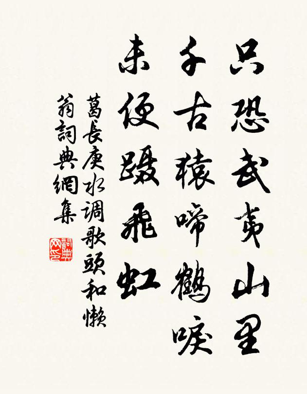 葛长庚只恐武夷山里，千古猿啼鹤唳，未便蹑飞虹书法作品欣赏