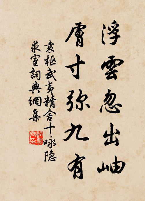 袁枢浮云忽出岫，肤寸弥九有书法作品欣赏