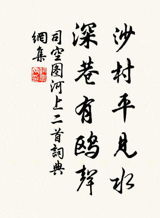 司空图沙村平见水，深巷有鸥声书法作品欣赏