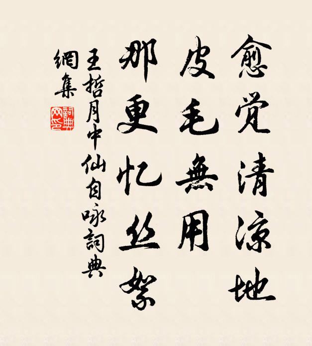 王哲愈觉清凉地，皮毛无用，那更忆丝絮书法作品欣赏