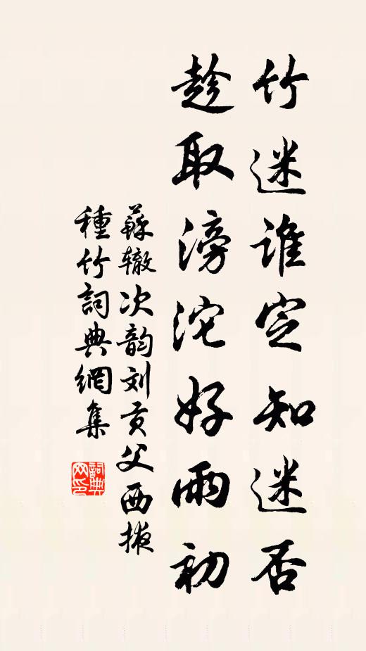 苏辙竹迷谁定知迷否，趁取滂沱好雨初书法作品欣赏