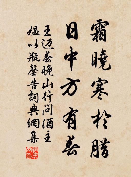 王迈霜晓寒於腊，日中方有春书法作品欣赏