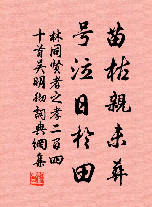 林同苗枯亲未葬，号泣日于田书法作品欣赏