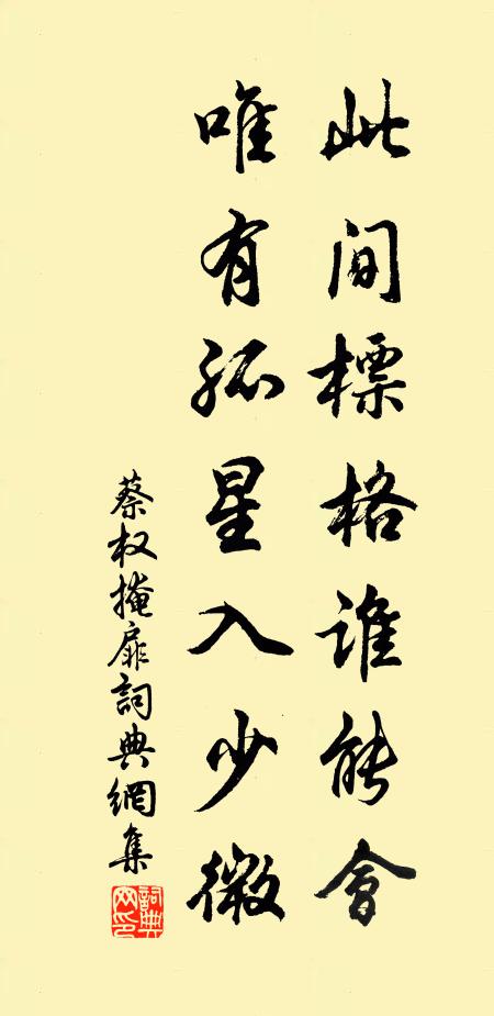 蔡权此间标格谁能会，唯有孤星入少微书法作品欣赏