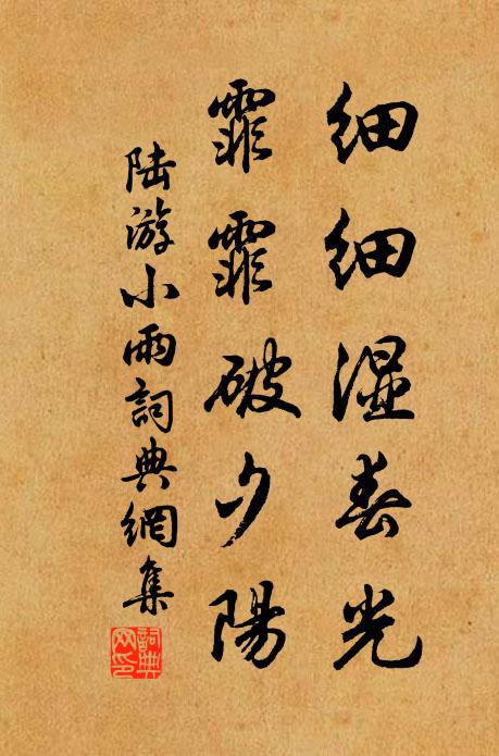 陆游细细湿春光，霏霏破夕阳书法作品欣赏