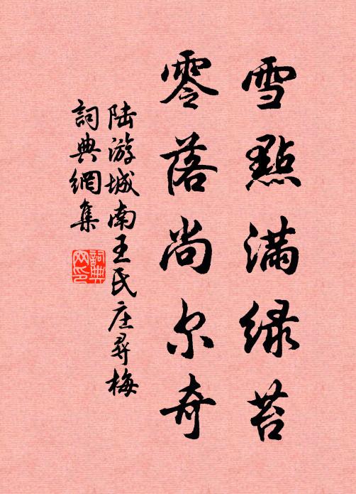 陆游雪点满绿苔，零落尚尔奇书法作品欣赏