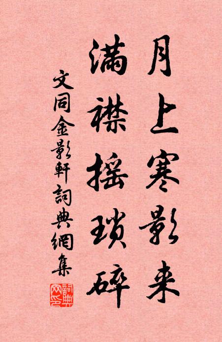 文同月上寒影来，满襟摇琐碎书法作品欣赏