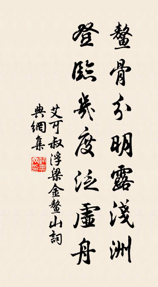 艾可叔鳌骨分明露浅洲，登临几度泛虚舟书法作品欣赏