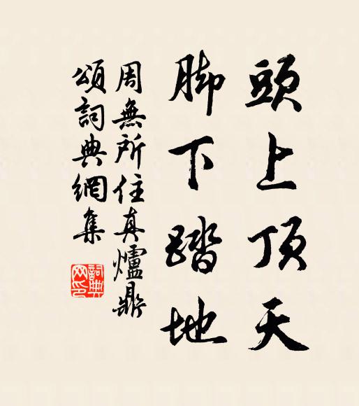周无所住头上顶天，脚下踏地书法作品欣赏