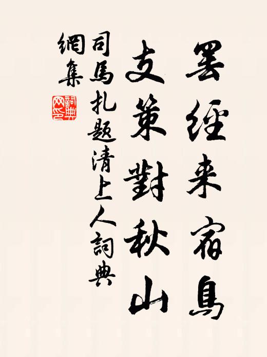 司马扎罢经来宿鸟，支策对秋山书法作品欣赏