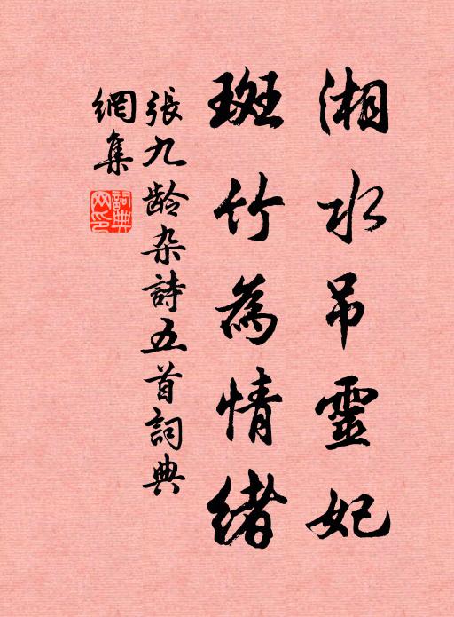 张九龄湘水吊灵妃，斑竹为情绪书法作品欣赏