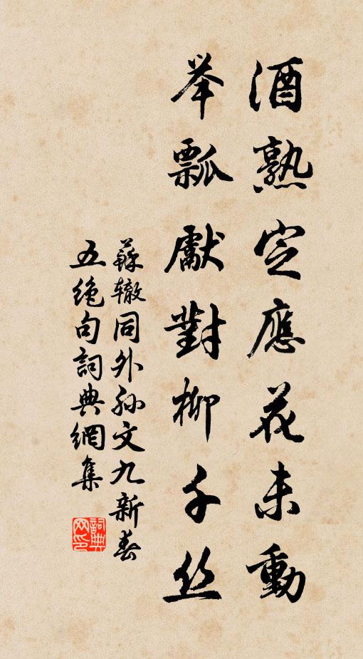苏辙酒熟定应花未动，举瓢先对柳千丝书法作品欣赏