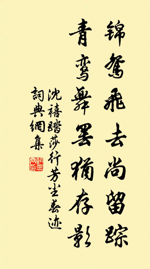 沈禧锦鸳飞去尚留踪，青鸾舞罢犹存影书法作品欣赏