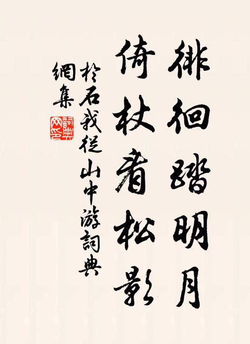 于石徘徊踏明月，倚杖看松影书法作品欣赏