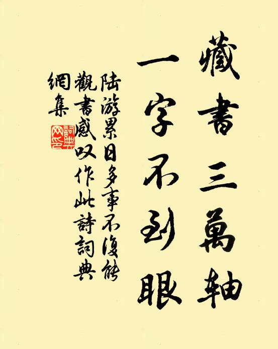 陆游藏书三万轴，一字不到眼书法作品欣赏