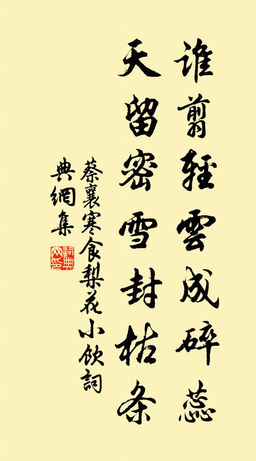 蔡襄谁翦轻云成碎蕊，天留密雪封枯条书法作品欣赏